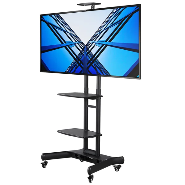 Adjustable 3 Tier Mobile TV Stand Cart Black W907