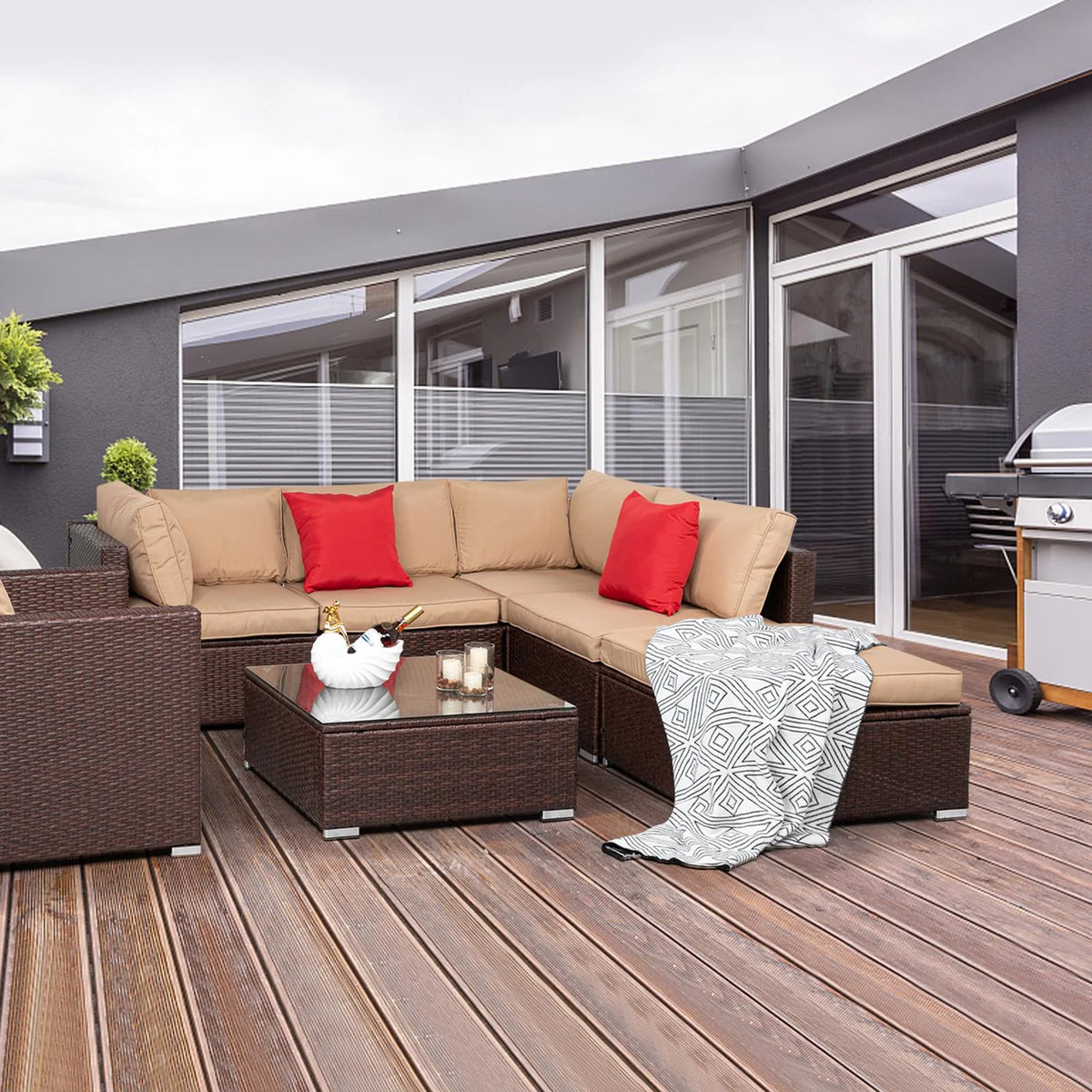 7 Pc Rattan Wicker Sofa Set Z4161