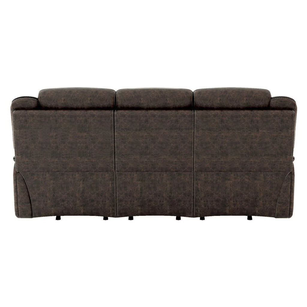 Dark Brown Microfiber Double Reclining Sofa Y923