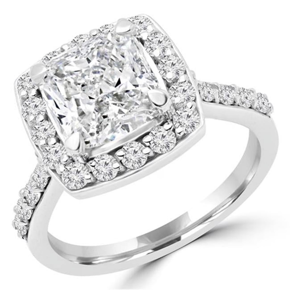 14K White Gold Cushion Cut Diamond Engagement Ring J26285