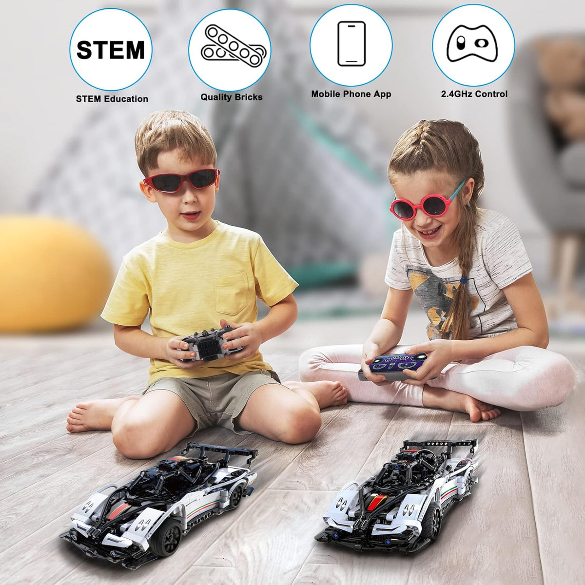 Rechargeable RC & APP Controlled Model Car Building Kit G31422